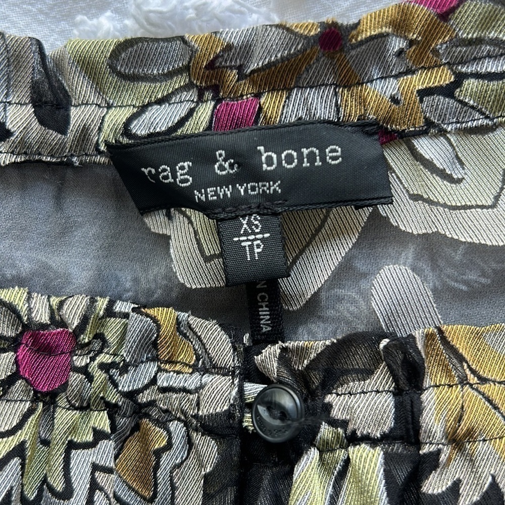 Rag & Bone Sierra floral off the shoulder blouse, black with flowers. Size XS. - Picture 7 of 10